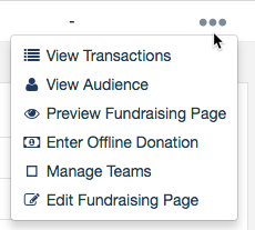 Crowdfunding Action Menu