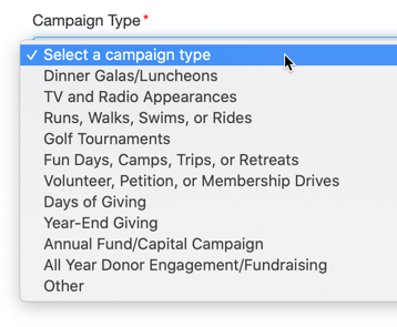 Campaign Type Options