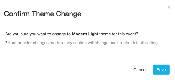 Confirm Theme Change Warning Message