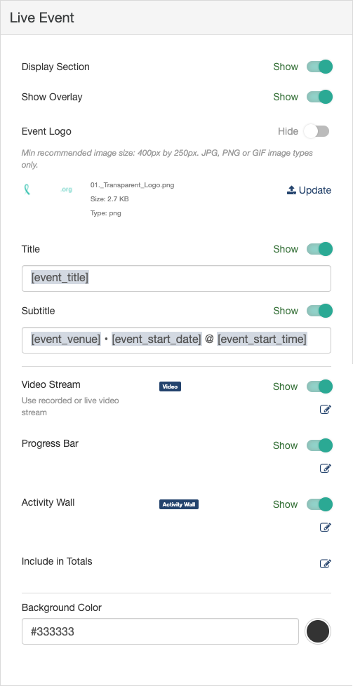 Live Event Section