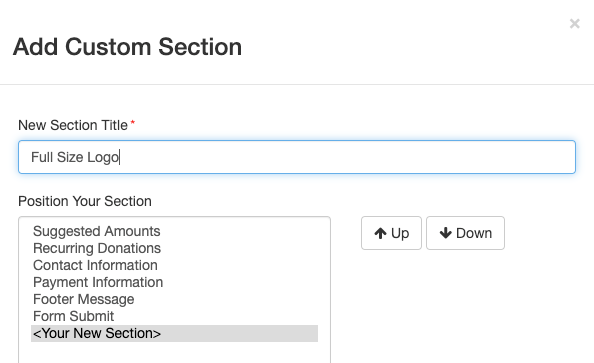 Add Custom Section - For Logo