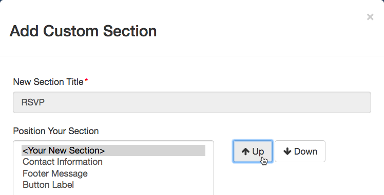 Add Custom Section - RSVP