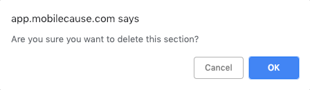 Delete Section Warning