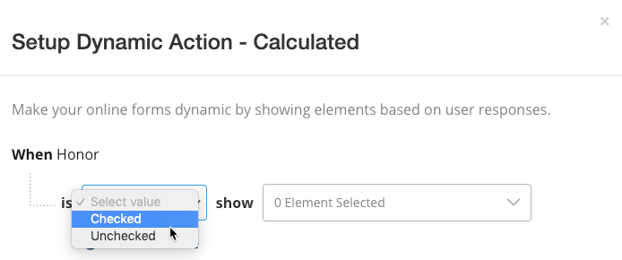 Dynamic Actions - Select Value Checkbox