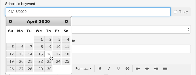 Schedule Keyword