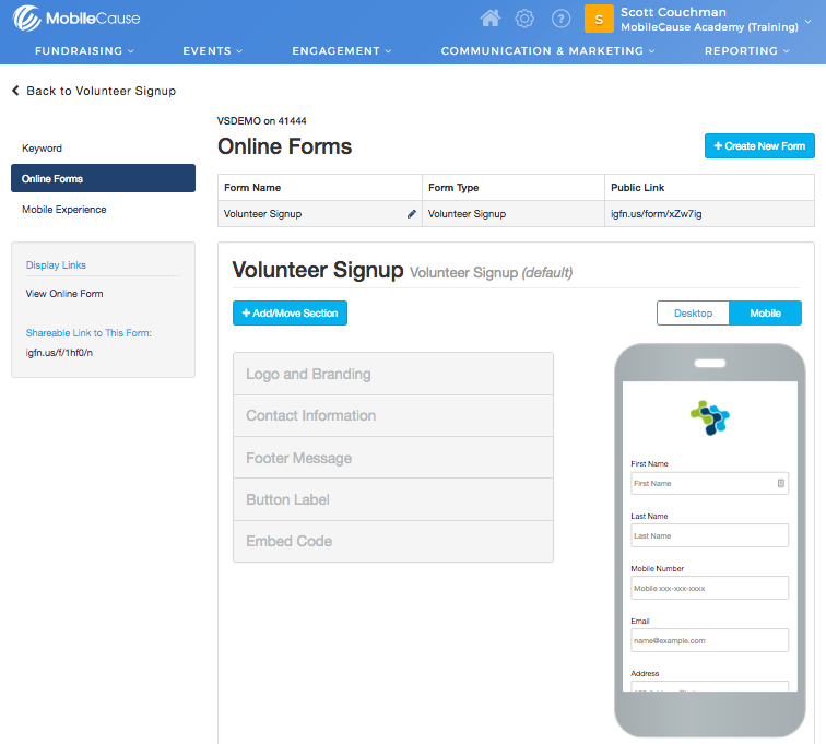 Volunteer Sign Up Form