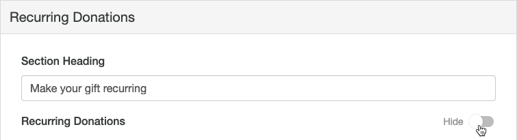 Hide Recurring Donations