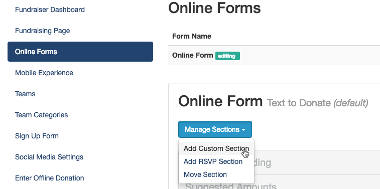 Manage Sections