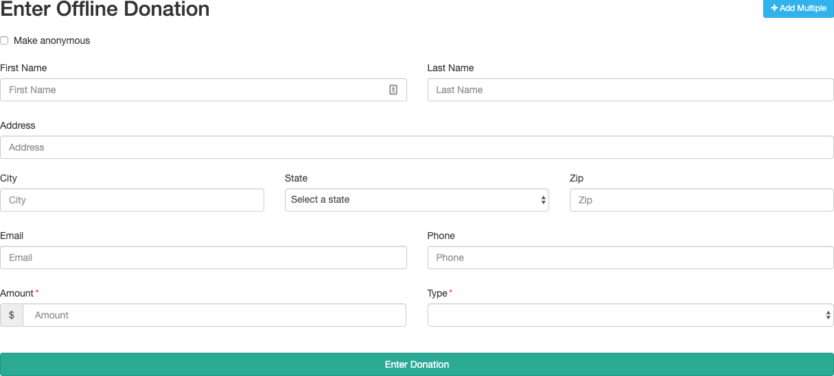 Enter Offline Donation