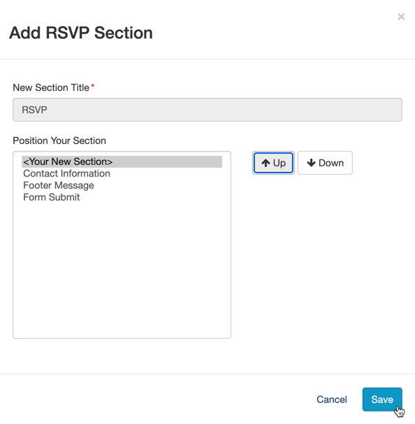 Add RSVP Section - Non-Payment Form