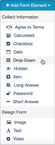 Add Form. Element Button- Drop-Down