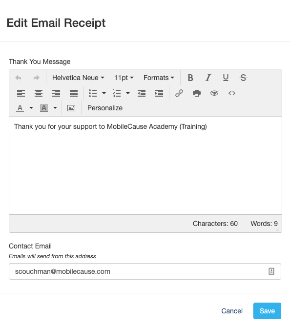 Edit Email Receipt