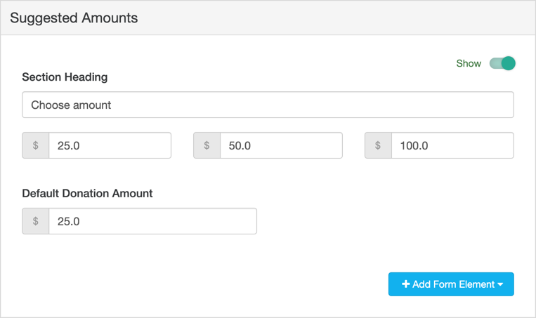 Suggested Amounts