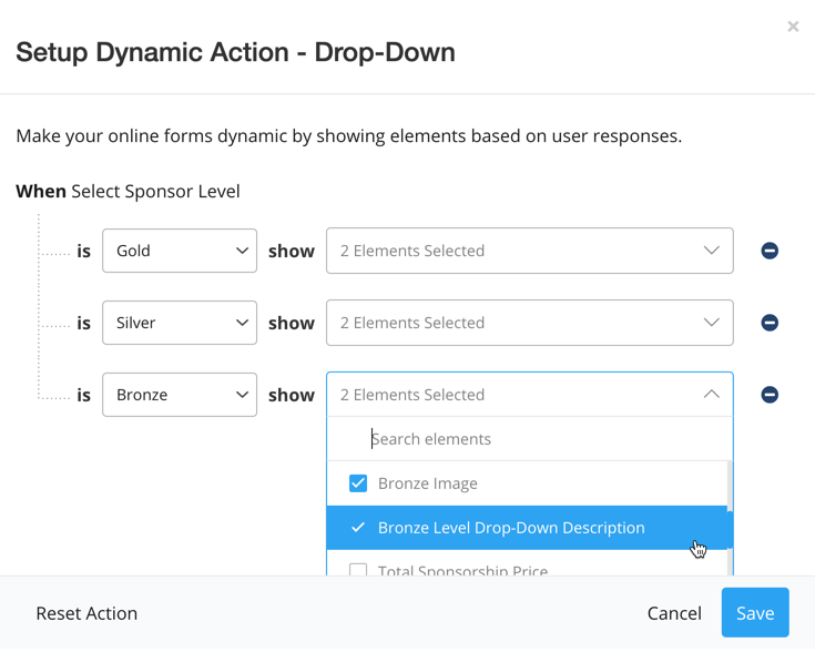 Completed Dynamic Action Setup