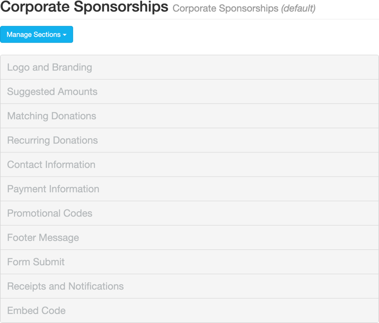 Corporate Sponsorships Initial Sections