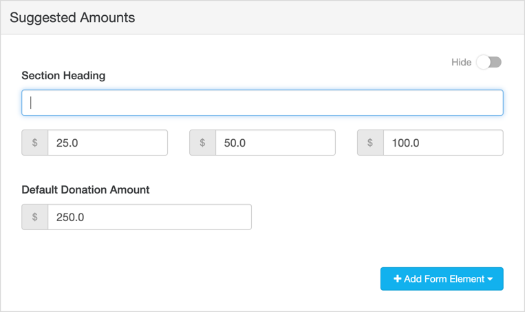 Manual Entry - Suggested Amounts Section Prep