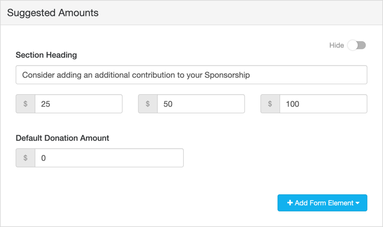 Suggested Amounts - Consider Adding Contribution