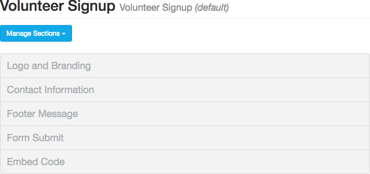 Volunteer Signup Sections