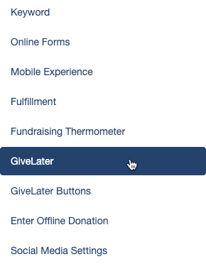 Give Later Side Menu