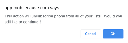 Unsubscribe Warning