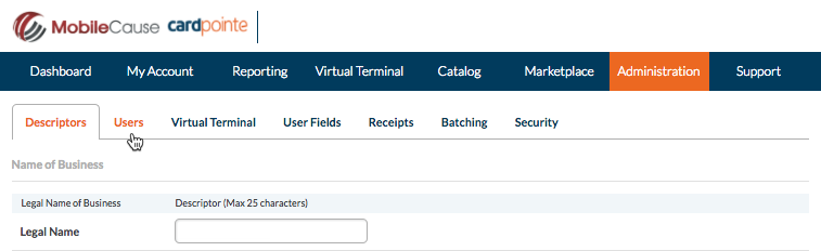 Administration Users Nav