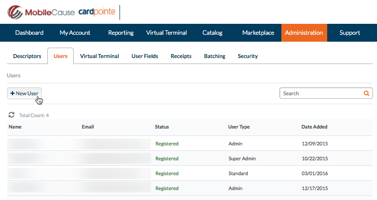 Administration Users New User