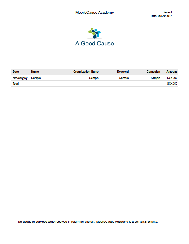 Donor Receipt PDF