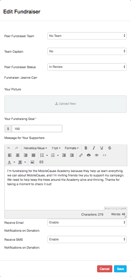 Edit Fundraiser