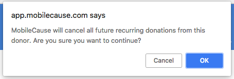 Recurring Cancel Warning