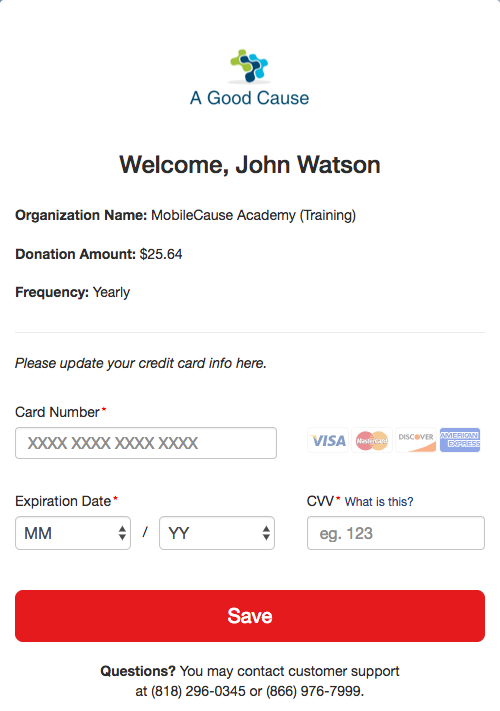 Update Credit Card