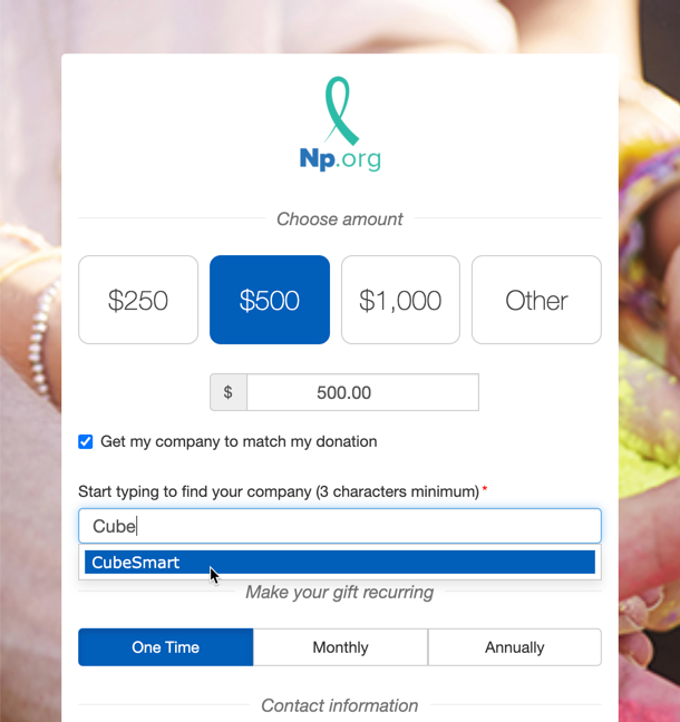 Corporate Donation Matching Example