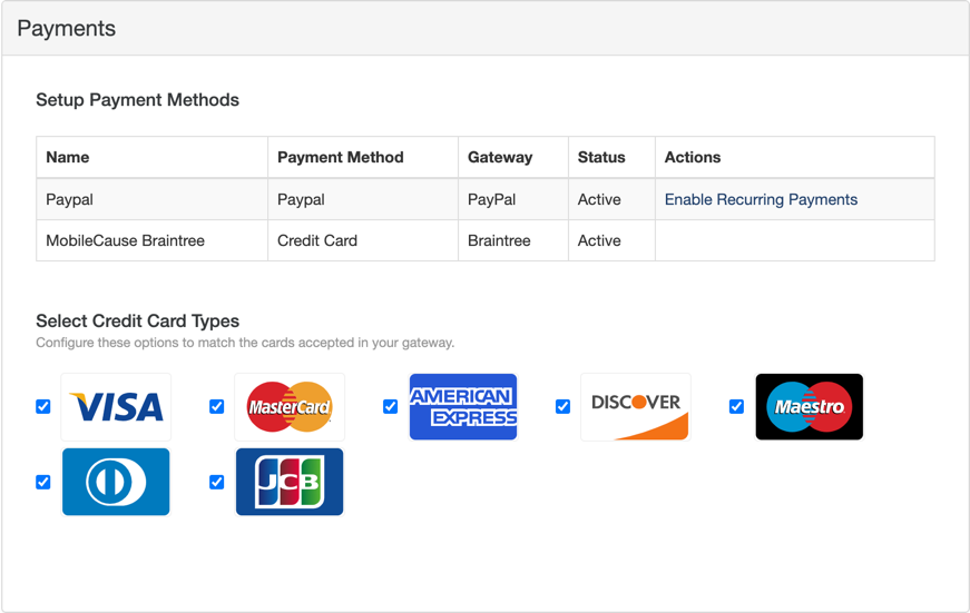 Payment Section with PayPal Connected