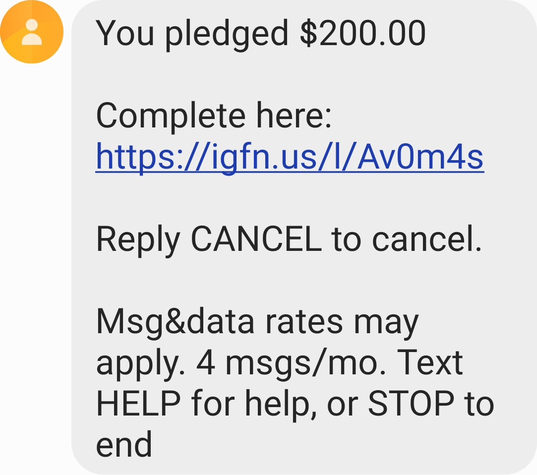 Pledge Text Reply
