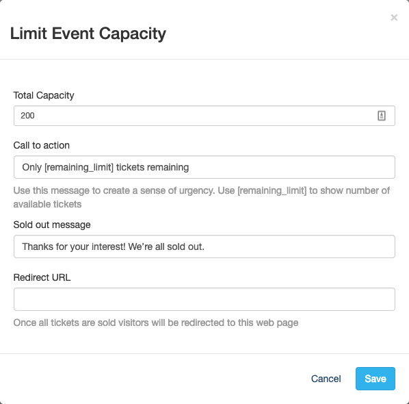 Limit Event Capacity