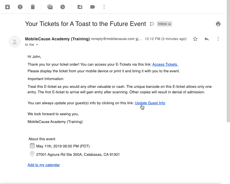 Ticket Email