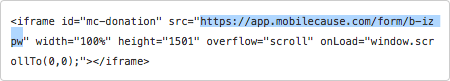 Website Donation Form Link Highlighted