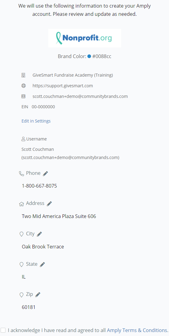 Amply Information Screen