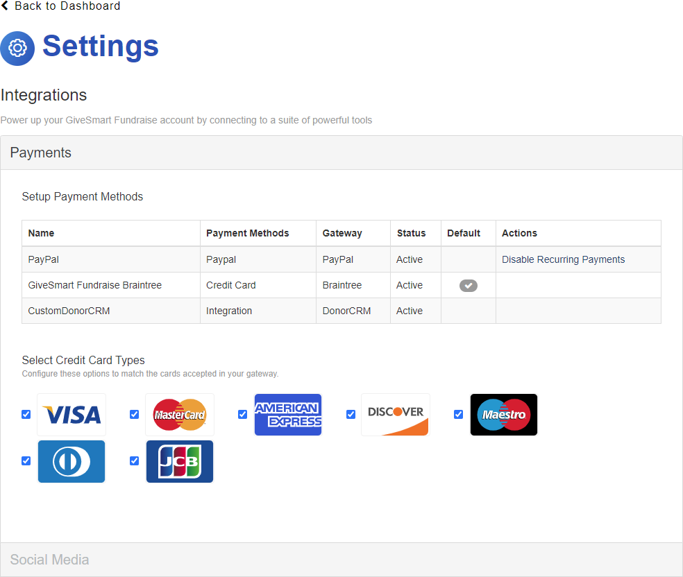 Integrations - Payment Section