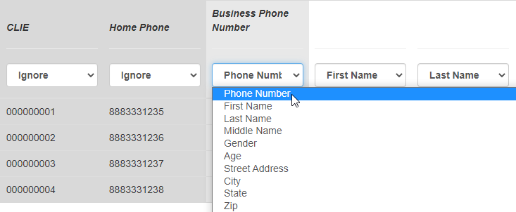 Column Select Drop-Down