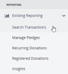 Reporting - Existing Reporting - Search Transactions