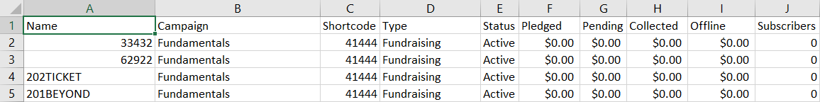 Export Example Spreadsheet