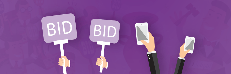 graphic of paddle bidding and mobile bidding