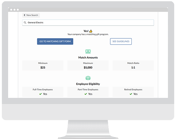General Electric offers 1:1 matching ratio for employees