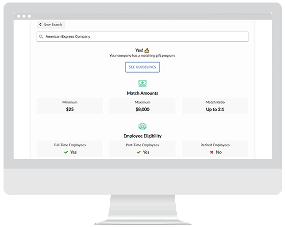 American Express offers 2:1 matching ratio for employees