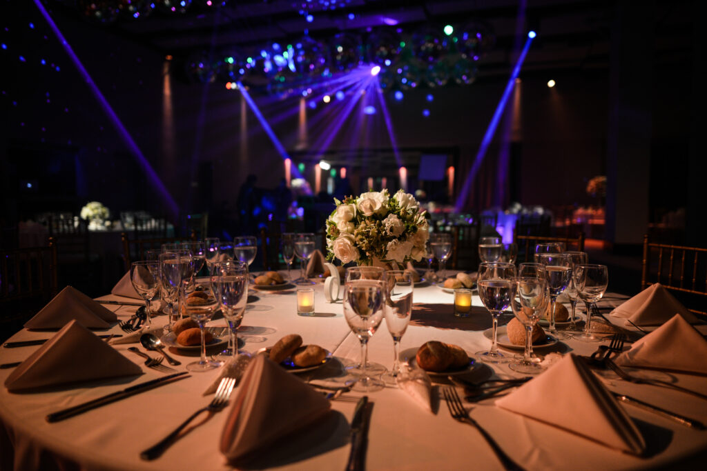 Table at a gala featuring types of in-kind donations